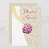 エレガントなウェディングガウンブライダルシャワー招待 招待状 (正面/裏面)