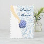 エレガントなウェディングガウンブルーブライダルシャワー招待 招待状 (スタンド正面)