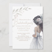 エレガントなウェディングガウン水カラーバチェロレッテ 招待状 (正面)