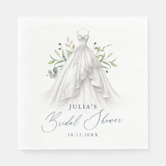 エレガントなウェディングガウン緑 スタンダードランチョンナプキン (正面)