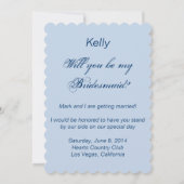 エレガントなウェディングガウン青い花嫁メイドカード 招待状 (裏面)