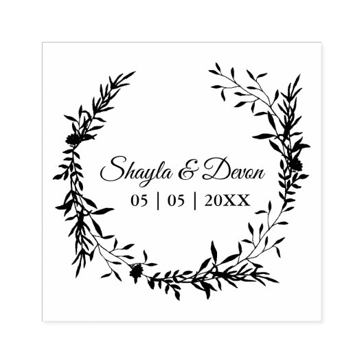 エレガントなウェディングガーランドワイルドフラワーズ&ブランチ ラバースタンプ (インプリント)