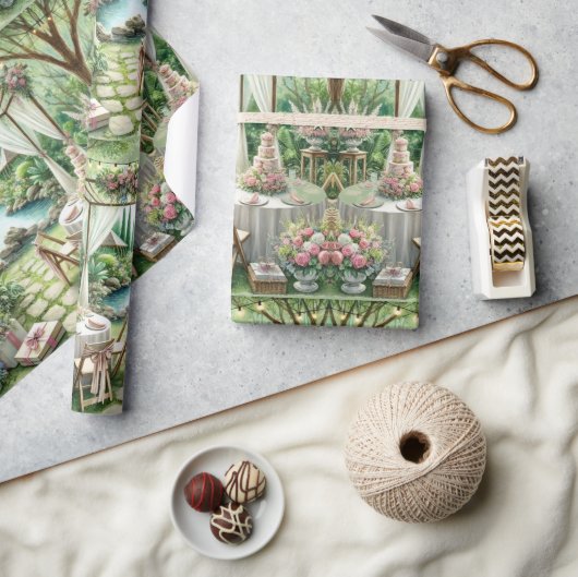 エレガントなウェディングクラフトまたはギフト ラッピングペーパー (クラフト)