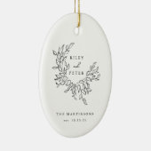 エレガントなウェディングクレストパーソナライズされたキープサケ セラミックオーナメント (右)