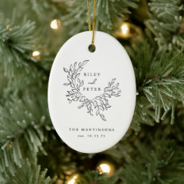 エレガントなウェディングクレストパーソナライズされたキープサケ セラミックオーナメント