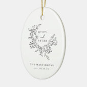 エレガントなウェディングクレストパーソナライズされたキープサケ セラミックオーナメント (左)