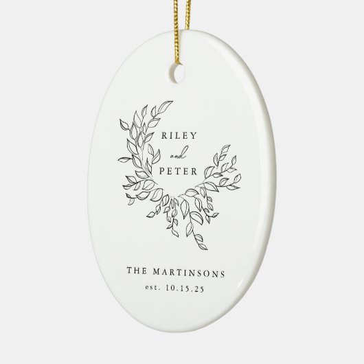 エレガントなウェディングクレストパーソナライズされたキープサケ セラミックオーナメント (左)