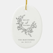 エレガントなウェディングクレストパーソナライズされたキープサケ セラミックオーナメント (正面)