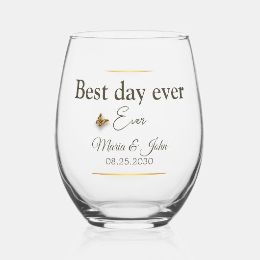 エレガントなウェディンググラス ステムなしワイングラス (正面)