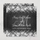 エレガントなウェディンググラマラスなスパークス黒 招待状 (正面/裏面)