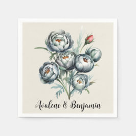 エレガントなウェディンググリーンとグレーブーケ スタンダードカクテルナプキン