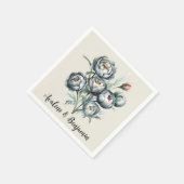 エレガントなウェディンググリーンとグレーブーケ スタンダードカクテルナプキン (角)