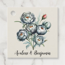 エレガントなウェディンググリーンとグレーブーケ フェイバータグ