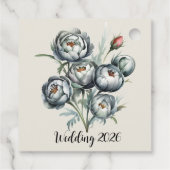 エレガントなウェディンググリーンとグレーブーケ フェイバータグ (裏面)