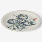 エレガントなウェディンググリーンとグレーブーケ ペーパープレート (アングル)