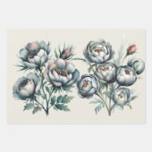 エレガントなウェディンググリーンとグレーブーケ ラッピングペーパーシート (正面2)