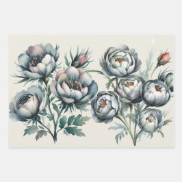 エレガントなウェディンググリーンとグレーブーケ ラッピングペーパーシート