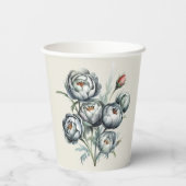 エレガントなウェディンググリーンとグレーブーケ 紙コップ (裏面)