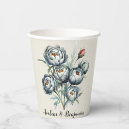 エレガントなウェディンググリーンとグレーブーケ 紙コップ