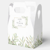 エレガントなウェディンググリーンの葉 フェイバーボックス (オープン)