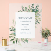 エレガントなウェディンググリーンへようこそ アクリルサイン (ウェディング)