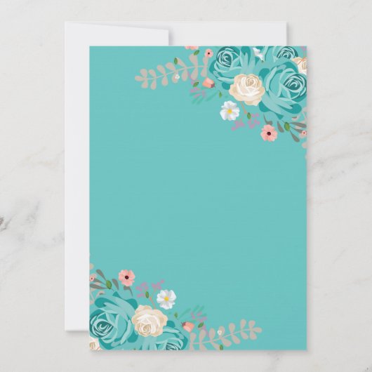 エレガントなウェディンググリーンベージュバラ花 招待状 (裏面)