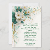 エレガントなウェディンググリーンホワイト金ゴールド花 招待状 (裏面)