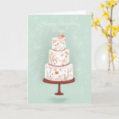 エレガントなウェディングケーキおめでとうカード カード (黄色い花)