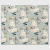 エレガントなウェディングケーキの水彩画 ラッピングペーパー (フラット)