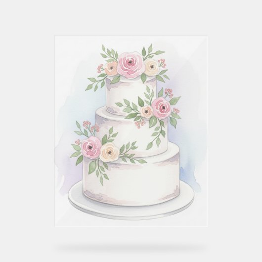 エレガントなウェディングケーキアクリルサイン アクリルサイン (正面)