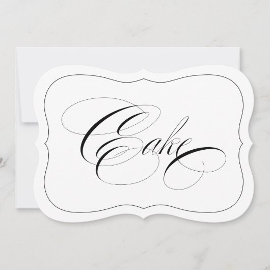 エレガントなウェディングケーキサイン ダイカット ブラックボーダー 招待状 (正面)