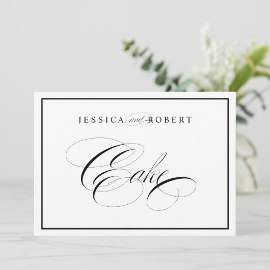 エレガントなウェディングケーキサイン 黒い枠 (スタンド正面)