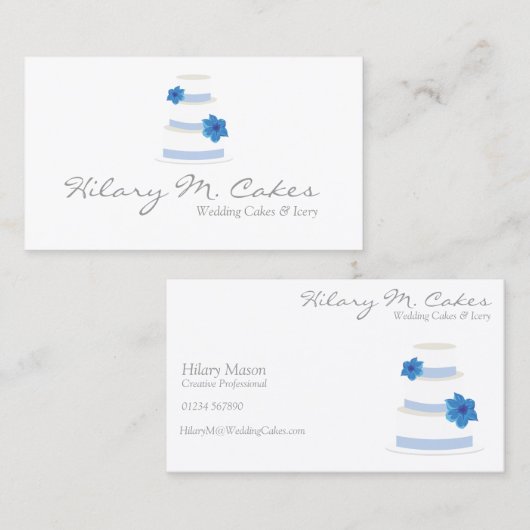 エレガントなウェディングケーキデザイナー名刺 名刺 (正面/裏面)