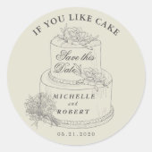 エレガントなウェディングケーキパステル日付を保存 ラウンドシール (正面)