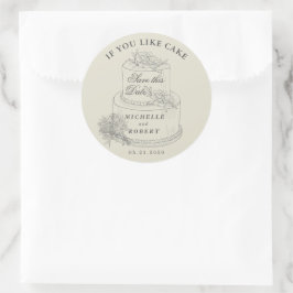 エレガントなウェディングケーキパステル日付を保存 ラウンドシール