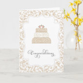 エレガントなウェディングケーキ お祝いカード カード (黄色い花)