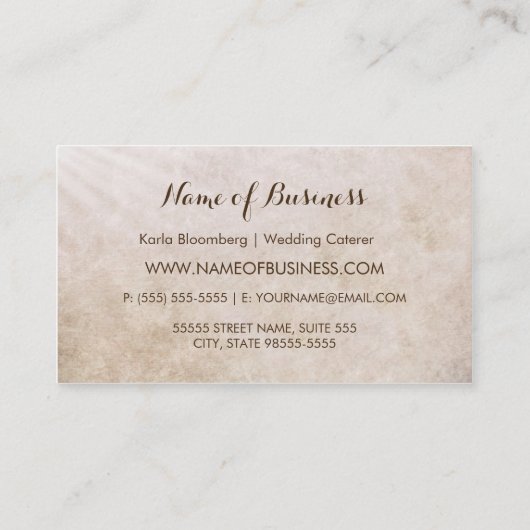 エレガントなウェディングケータリングヴィンテージハーブと鳩 名刺 (裏面)