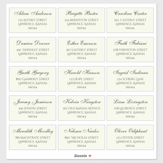 エレガントなウェディングゲストの個人名と住所 シール (シート)