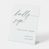 エレガントなウェディングゲストブックサインモダン書 台座サイン (正面)