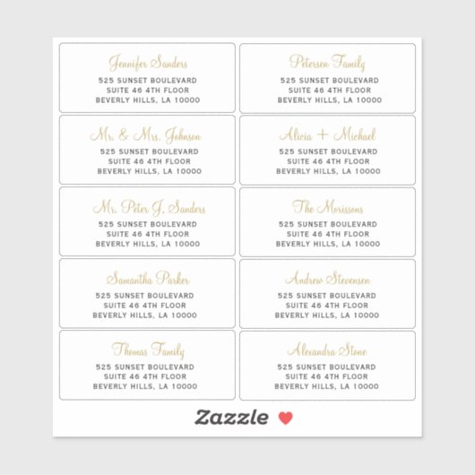 エレガントなウェディングゲスト住所 シール (シート)