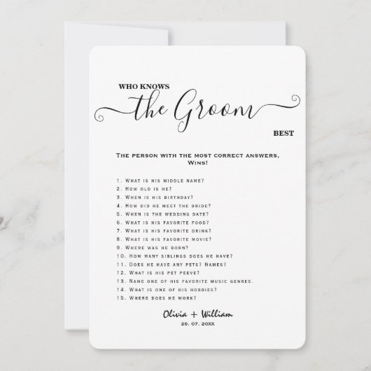 エレガントなウェディングゲ最高のームを知っている人 招待状 (正面)