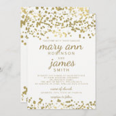 エレガントなウェディングゴールドフォイルルック紙吹雪 招待状 (正面/裏面)