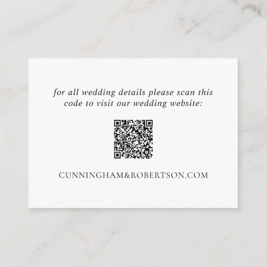 エレガントなウェディングサイトQRコード名&日付ブラック エンクロージャーカード (裏面)