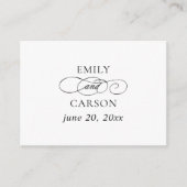 エレガントなウェディングサイトQRコード名&日付ブラック エンクロージャーカード (正面)