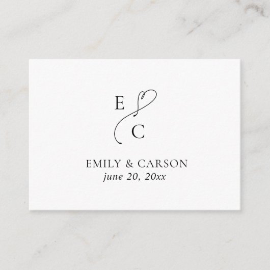 エレガントなウェディングサイトQRコード白黒 モダン エンクロージャーカード (正面)