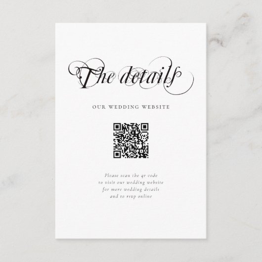 エレガントなウェディングサイトQRコード詳細 エンクロージャーカード (正面)