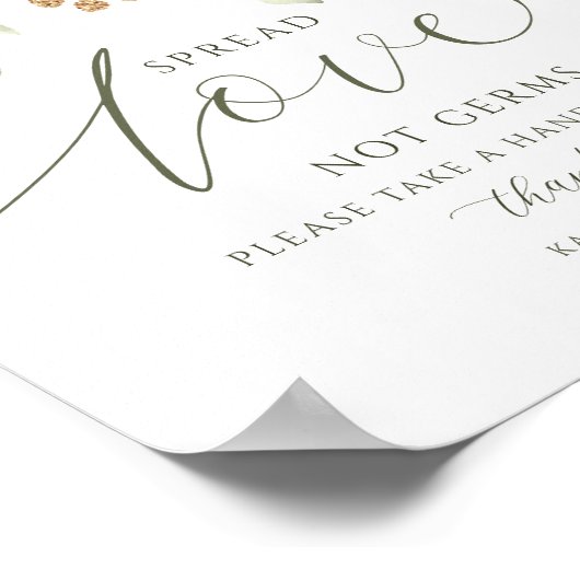 エレガントなウェディングサニタイザコビデ19サイン緑 ポスター (角)