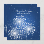 エレガントなウェディングサマースパークルサファイアブルー 招待状 (正面/裏面)