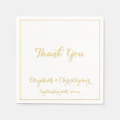 エレガントなウェディングサンキューフェイク金ゴールド紙ナプキンス スタンダードカクテルナプキン (正面)