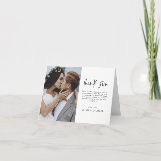 エレガントなウェディングサンキューフォト招待状 サンキューカード (正面)